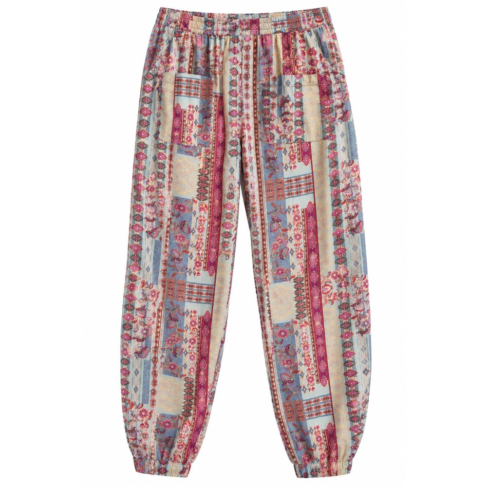 Sundance Womens L Boho Paisley Pants 100% Cotton Floral Geometric Pull On